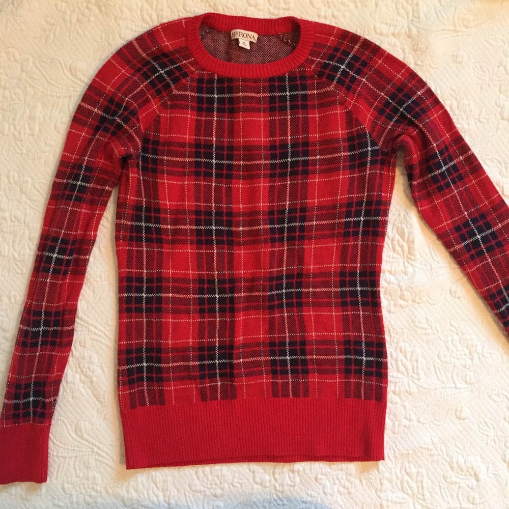 Merona Plaid Red Sweater